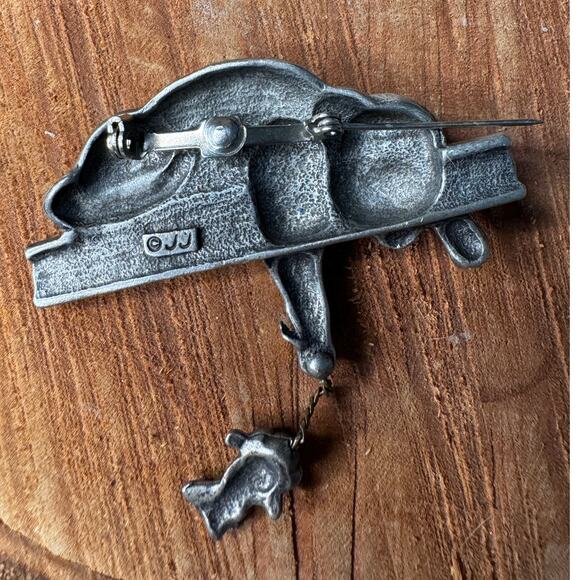 Vintage Signed J.J Cat Catching Mouse Silver Pendant. - Picture 4 of 5